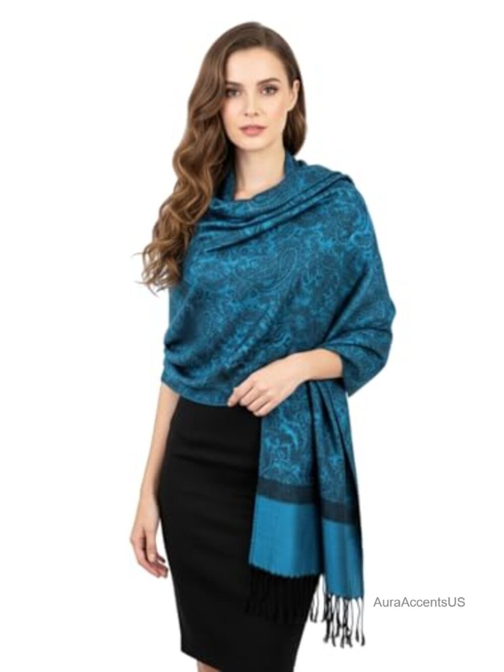 Paisley Jacquard Pashmina Feel Shawl Wrap Scarf Stole Silky Viscose Acrylic